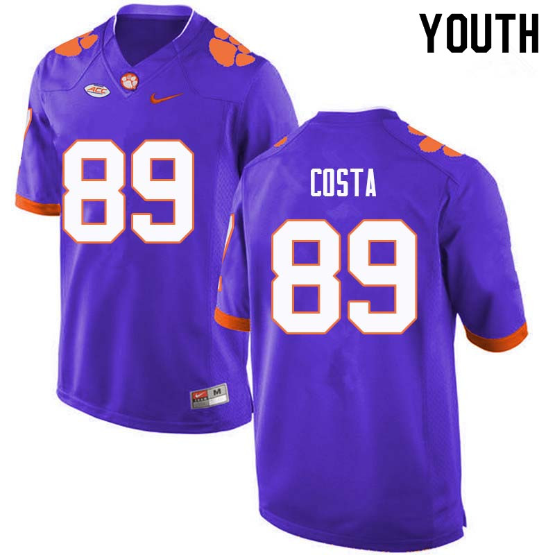 Youth #89 Drew Costa Clemson Tigers College Football Jerseys Sale-Purple